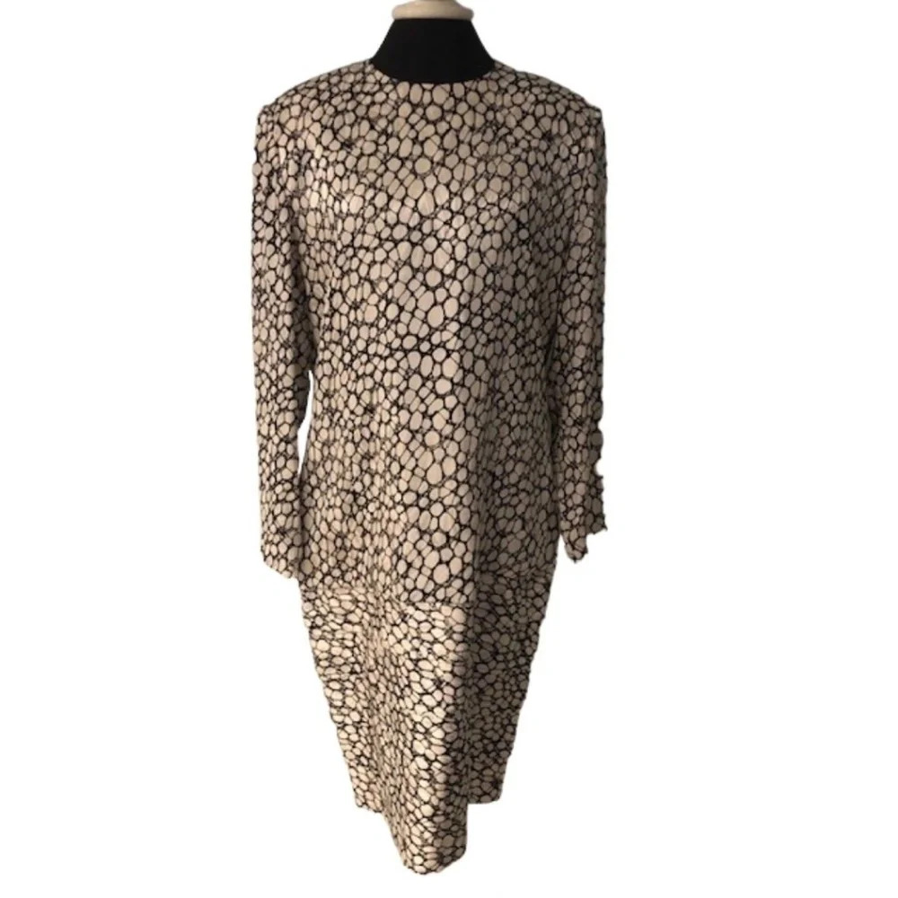 Vintage Black and Cream Polka Dot Dress